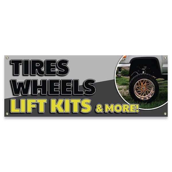 Tires Wheels Lift Kits & More Banner Concession Stand Food Truck Single Sided